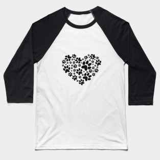 heart with black paw print Baseball T-Shirt